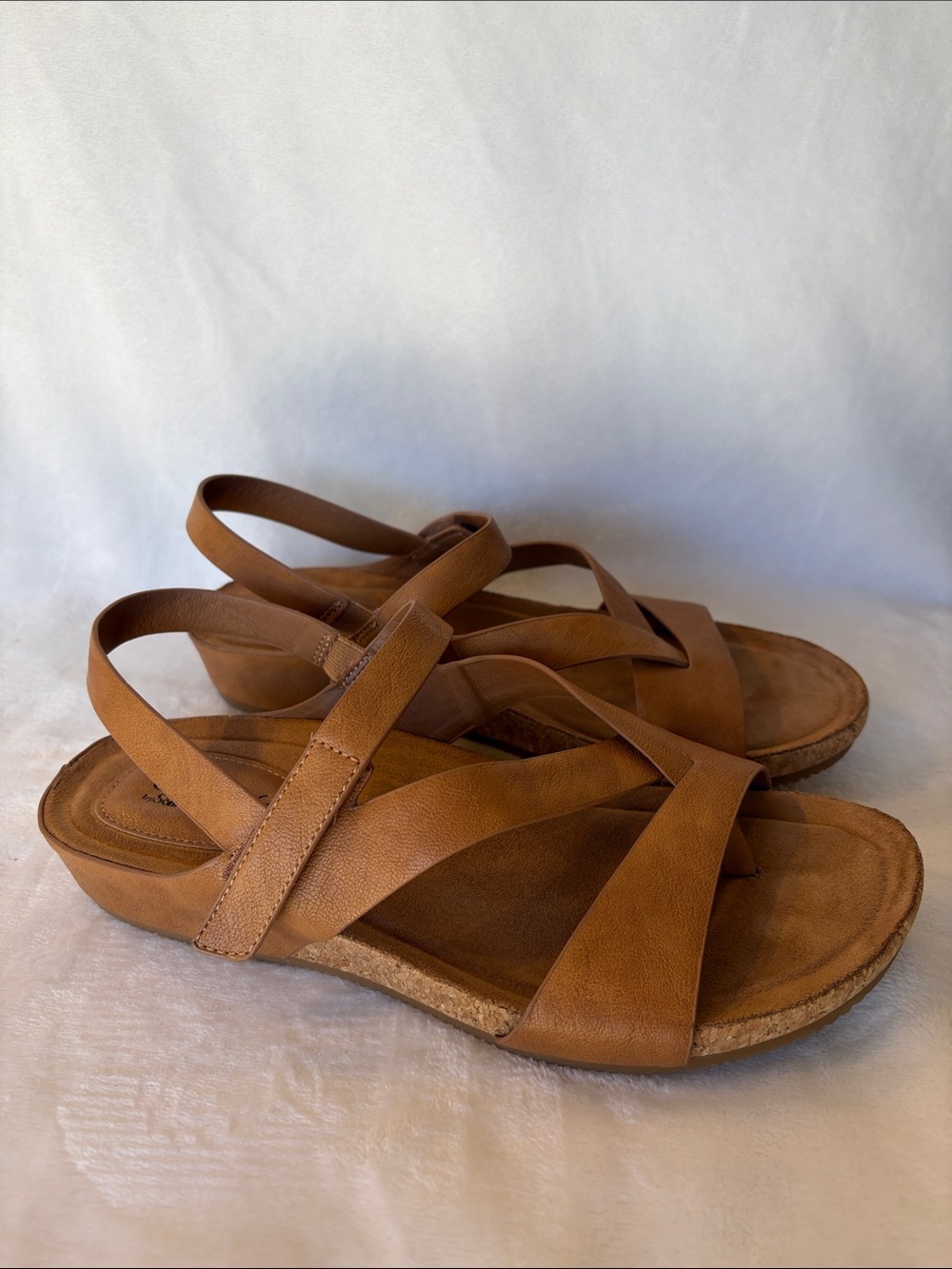 Euro Soft Women's Tan Strappy Slingback Sandals - Picture 2 of 5
